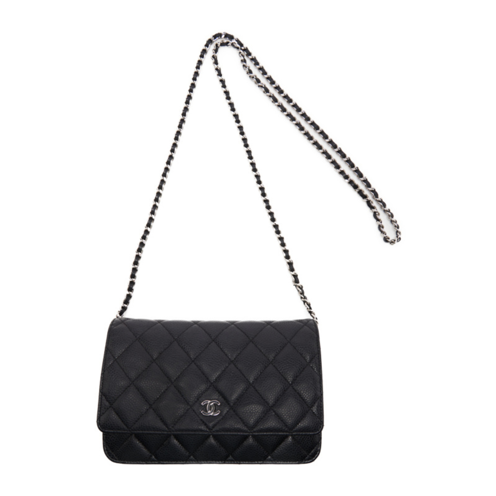 Chanel Coco Mark Chain Wallet Dark Navy Black